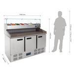 Polar CN267 Refrigerated Pizza and Salad Prep Counter 368Ltr | Marble Top 3 Door