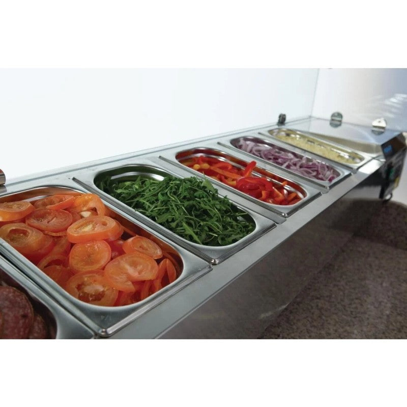 Polar CN267 Refrigerated Pizza and Salad Prep Counter 368Ltr | Marble Top 3 Door