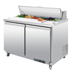 Polar GD882 2 Door Preparation Counter 405Ltr | U-Series Pizza Saladette Prep Fridge