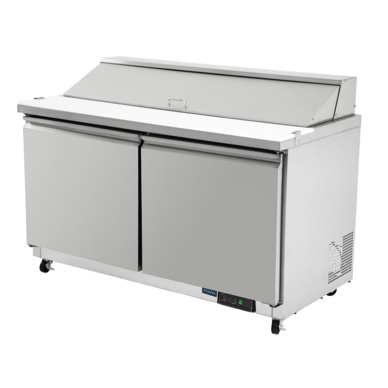Polar GD883 2 Door Preparation Counter 527Ltr | Large U-Series Pizza Saladette Prep Fridge