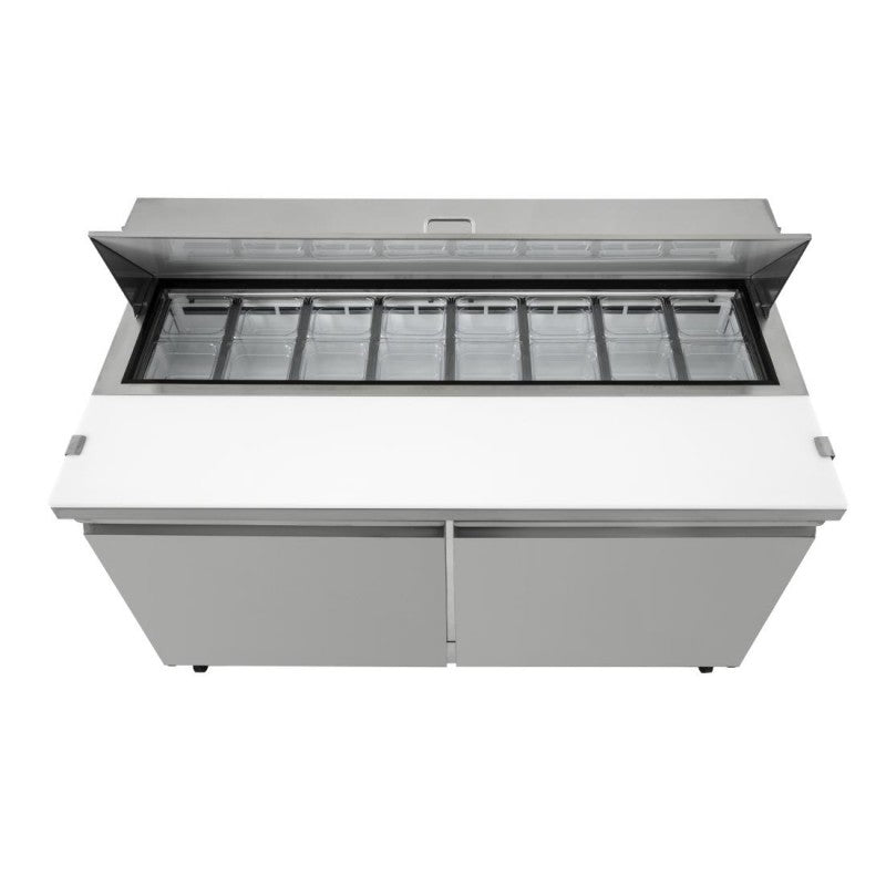Polar GD883 2 Door Preparation Counter 527Ltr | Large U-Series Pizza Saladette Prep Fridge