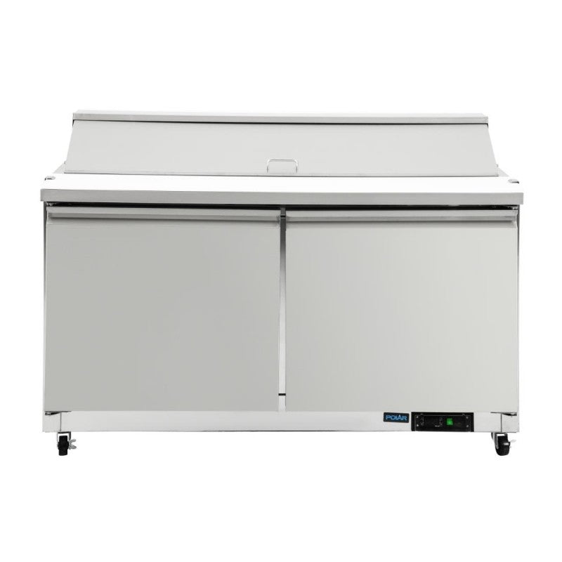 Polar GD883 2 Door Preparation Counter 527Ltr | Large U-Series Pizza Saladette Prep Fridge