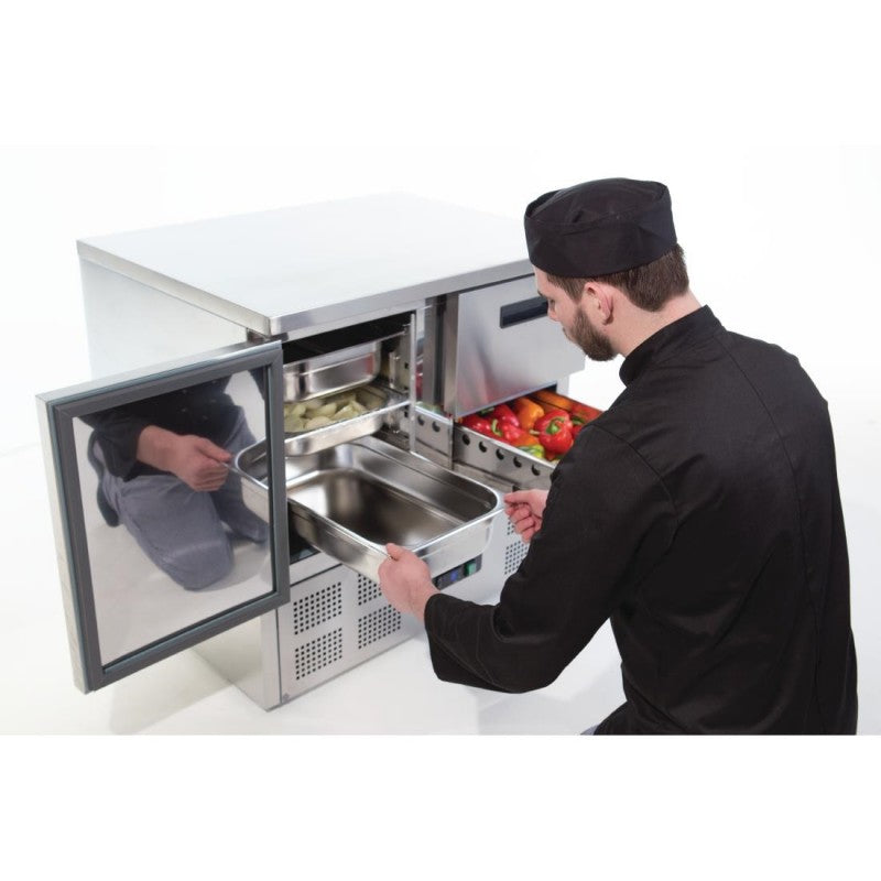 Polar U637 1 Door & 2 Drawer Counter Fridge 240Ltr | Commercial Refrigerated Prep Counter