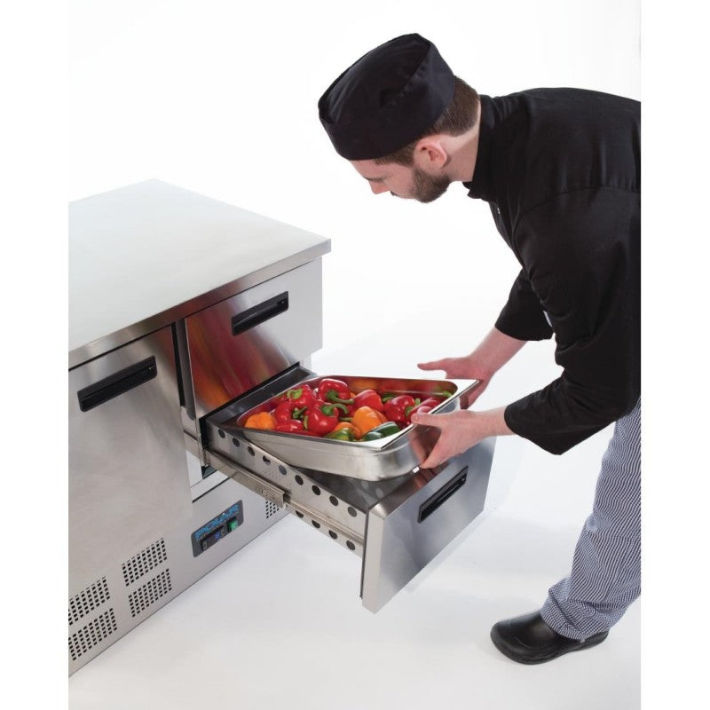 Polar U637 1 Door & 2 Drawer Counter Fridge 240Ltr | Commercial Refrigerated Prep Counter