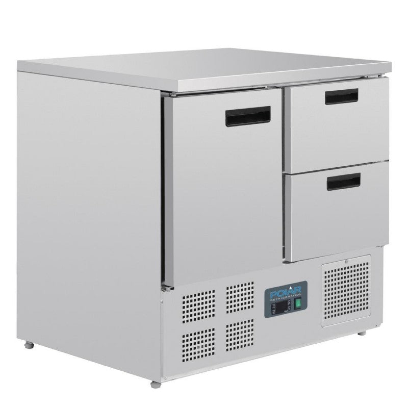 Polar U637 1 Door & 2 Drawer Counter Fridge 240Ltr | Commercial Refrigerated Prep Counter