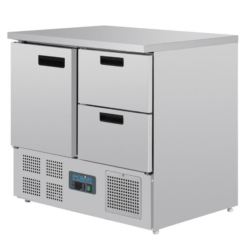 Polar U637 1 Door & 2 Drawer Counter Fridge 240Ltr | Commercial Refrigerated Prep Counter