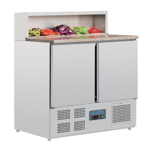 Polar G603 Refrigerated Pizza Prep Counter 288Ltr | 2 Door Marble Top Pizza Fridge