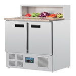 Polar G603 Refrigerated Pizza Prep Counter 288Ltr | 2 Door Marble Top Pizza Fridge