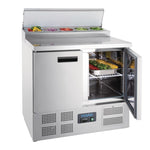 Polar G604 Refrigerated Pizza and Salad Prep Counter 254Ltr | 2 Door Compact Prep Fridge