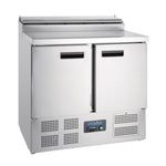 Polar G604 Refrigerated Pizza and Salad Prep Counter 254Ltr | 2 Door Compact Prep Fridge