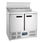 Polar G604 Refrigerated Pizza and Salad Prep Counter 254Ltr | 2 Door Compact Prep Fridge