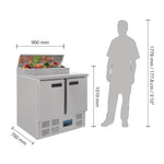 Polar G604 Refrigerated Pizza and Salad Prep Counter 254Ltr | 2 Door Compact Prep Fridge