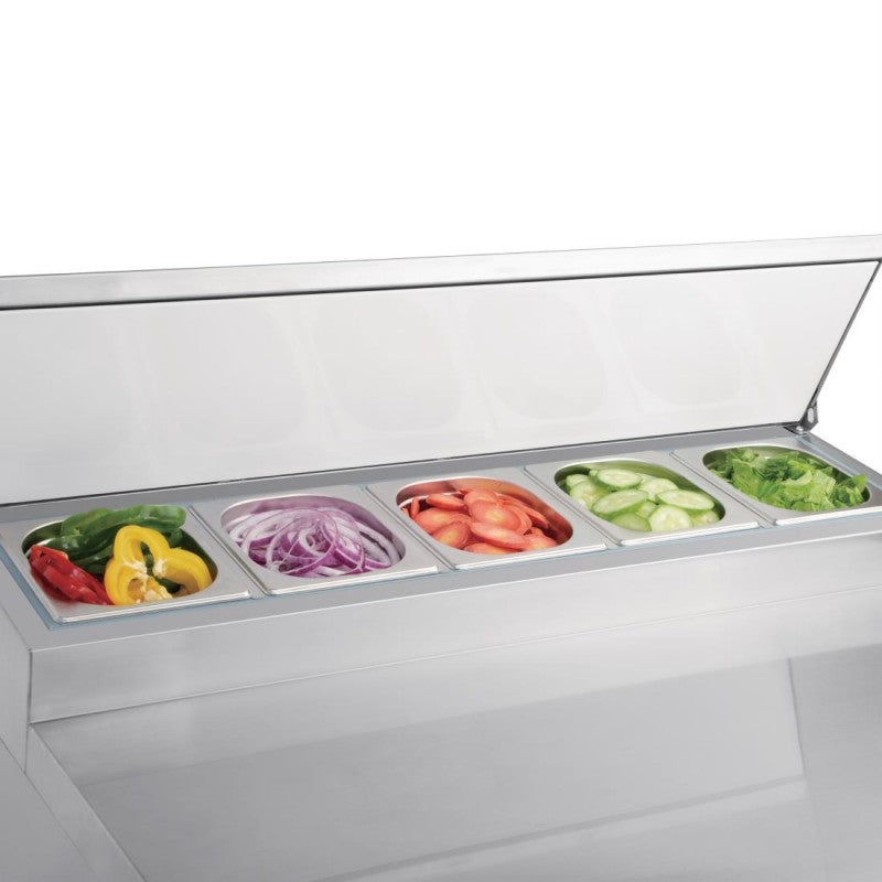 Polar G604 Refrigerated Pizza and Salad Prep Counter 254Ltr | 2 Door Compact Prep Fridge