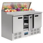 Polar G605 Refrigerated Pizza and Salad Prep Counter 390Ltr | 3 Door Pizza Fridge