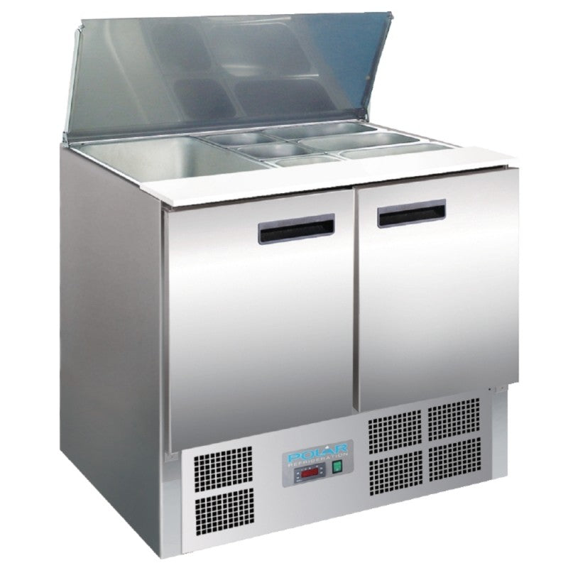 Polar G606 Refrigerated Saladette Counter 240Ltr | 2 Door Compact Prep Fridge