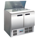 Polar G606 Refrigerated Saladette Counter 240Ltr | 2 Door Compact Prep Fridge