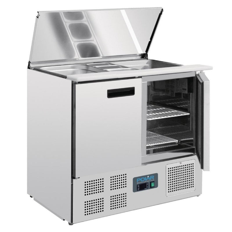 Polar G606 Refrigerated Saladette Counter 240Ltr | 2 Door Compact Prep Fridge
