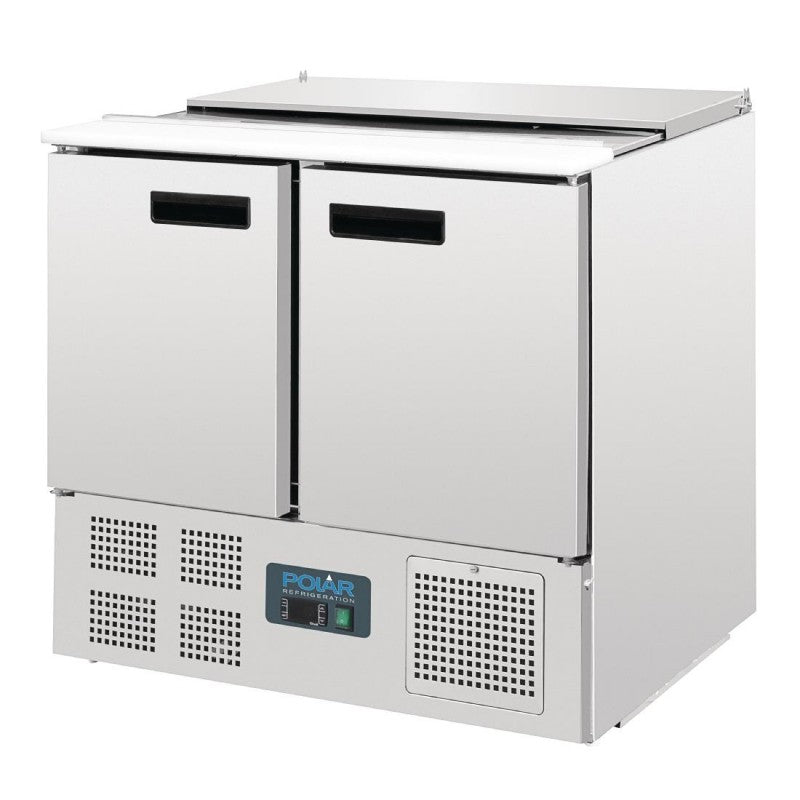 Polar G606 Refrigerated Saladette Counter 240Ltr | 2 Door Compact Prep Fridge