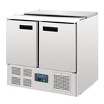 Polar G606 Refrigerated Saladette Counter 240Ltr | 2 Door Compact Prep Fridge