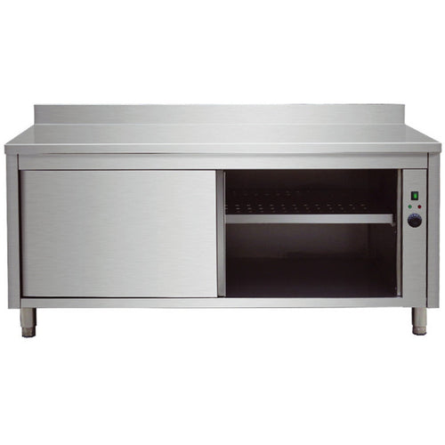 Professional Heated Cupboard with Upstand Stainless steel Sliding doors 1600x600x850mm - VTC166WB