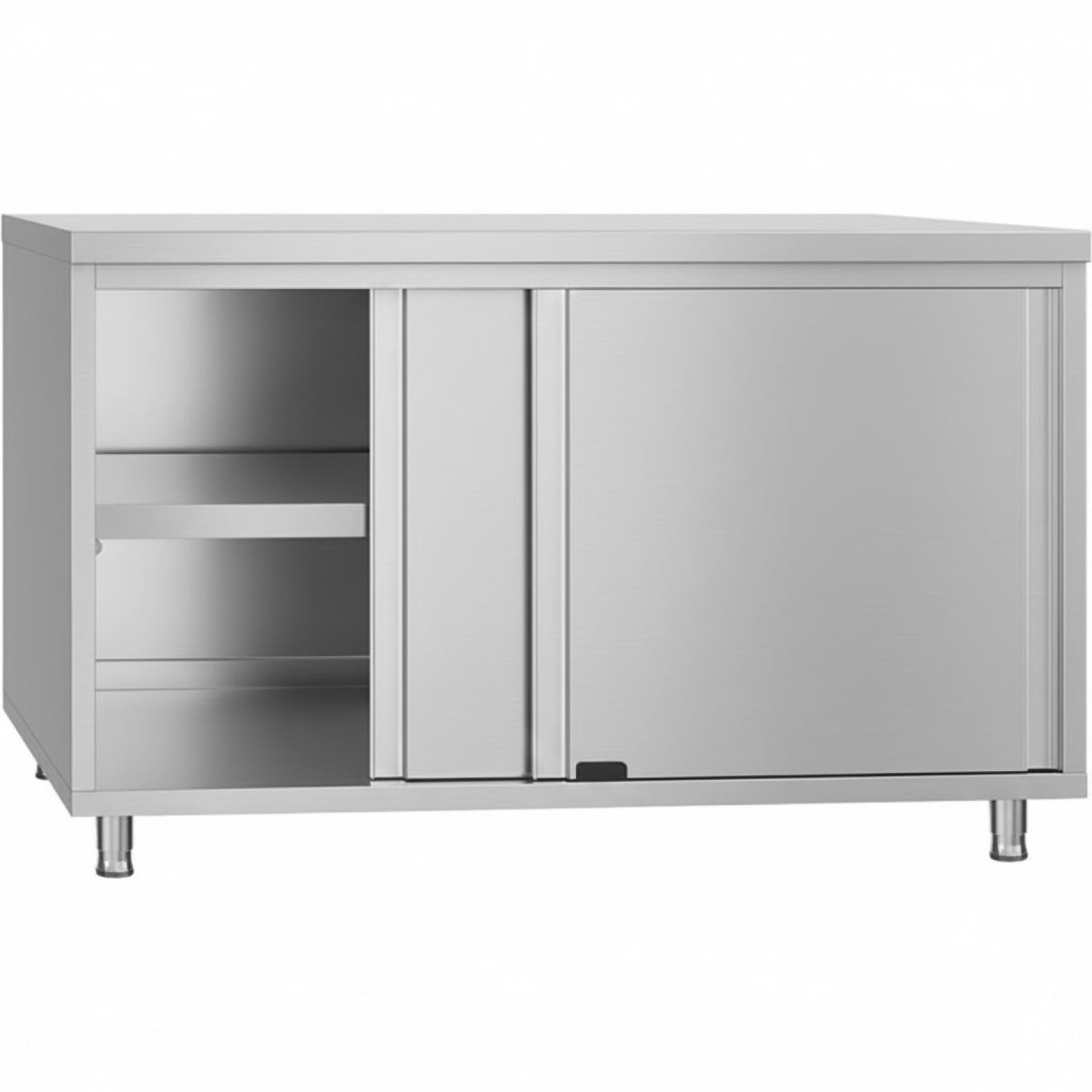 Commercial Stainless Steel Sliding Door Floor Cupboard 800x600x850mm - QNH312