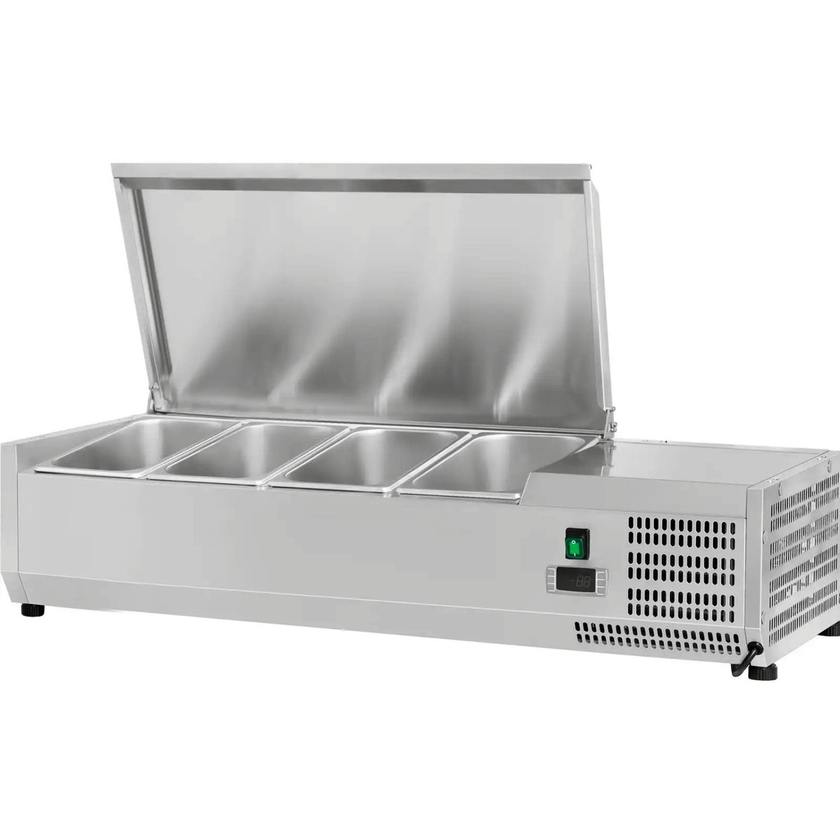 Refrigerated Servery Prep Top 1200mm 4xGN1/3 Depth 380mm Stainless steel lid | THVD1200/380 - THVD1200/380