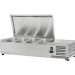 Refrigerated Servery Prep Top 1200mm 4xGN1/3 Depth 380mm Stainless steel lid | THVD1200/380 - THVD1200/380