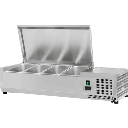 Refrigerated Servery Prep Top 1200mm 4xGN1/3 Depth 380mm Stainless steel lid | THVD1200/380 - THVD1200/380