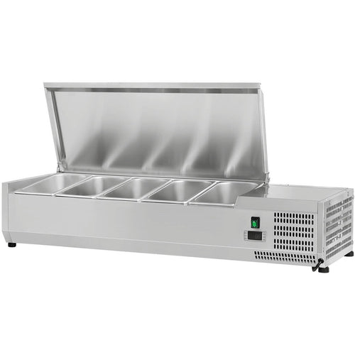 Refrigerated Servery Prep Top 1200mm 5xGN1/4 Depth 330mm Stainless steel lid - EA12