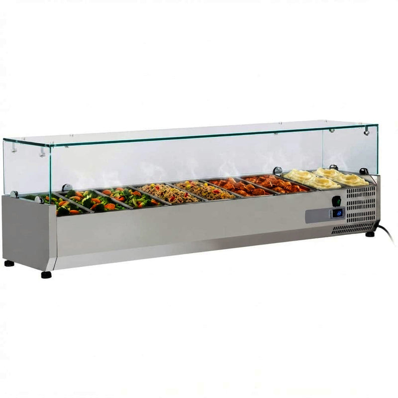 Refrigerated Servery Prep Top 1600mm 7xGN1/3 Glass cover - GT516