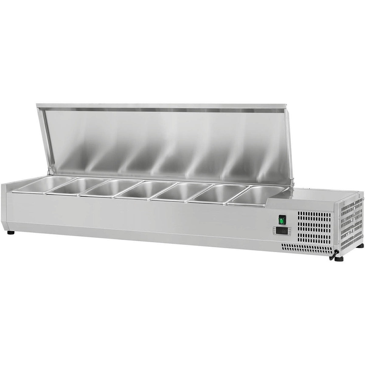 Refrigerated Servery Prep Top 1600mm 7xGN1/4 Depth 330mm Stainless steel lid | THVD1600/330 - THVD1600/330