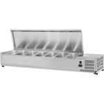 Refrigerated Servery Prep Top 1600mm 7xGN1/4 Depth 330mm Stainless steel lid | THVD1600/330 - THVD1600/330