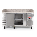 Contender Granite Top Refrigerated Pizza Prep Counter with 7 Dough Drawers
