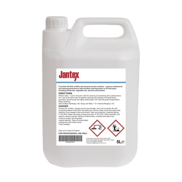 Jantex Kitchen Cleaner and Sanitiser Concentrate 5Ltr | BS EN 1276 CF969