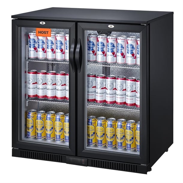 HOST Black Beer Cooler Double Hinged Door 850mm HOST1217DH
