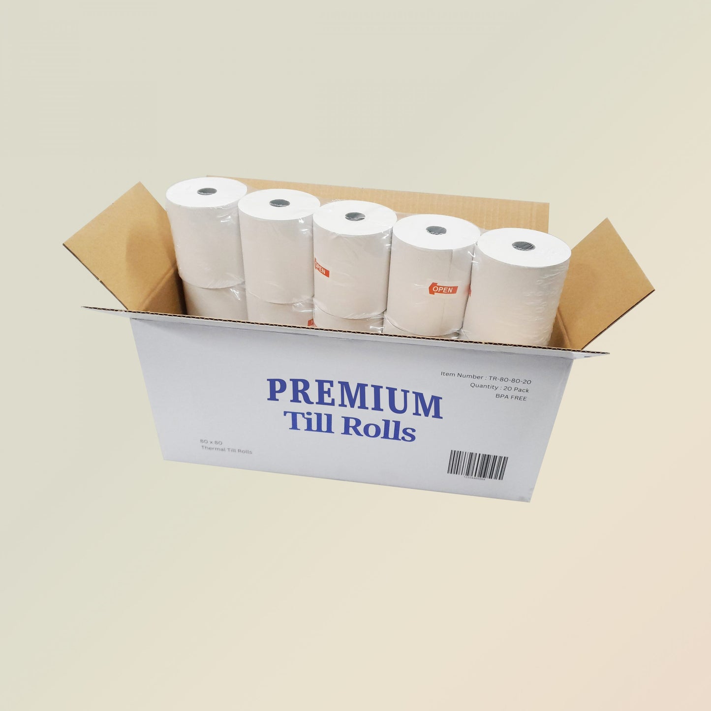 Thermal Paper Till Rolls 80x80x12.7mm | BPA Free | Box of 20