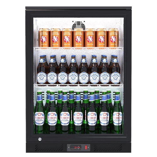 Contender RRG024 126L Single Door Bottle Cooler — Black Stainless Steel front view