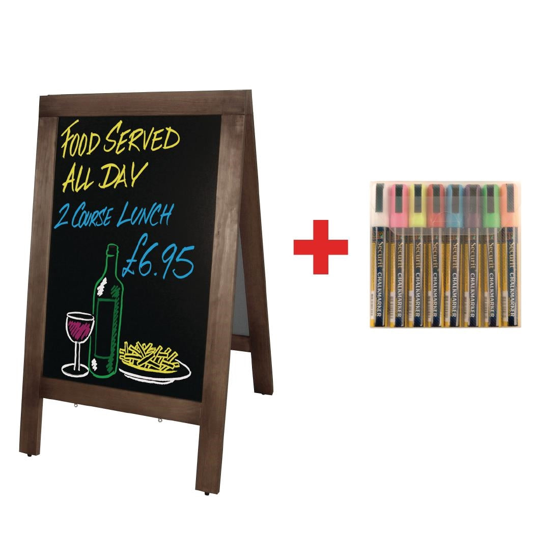 Olympia Small Pavement Board & FREE Set of Securit Chalk Pens - SA228