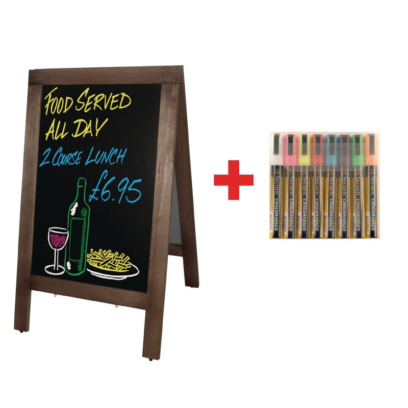 Olympia Small Pavement Board & FREE Set of Securit Chalk Pens - SA228