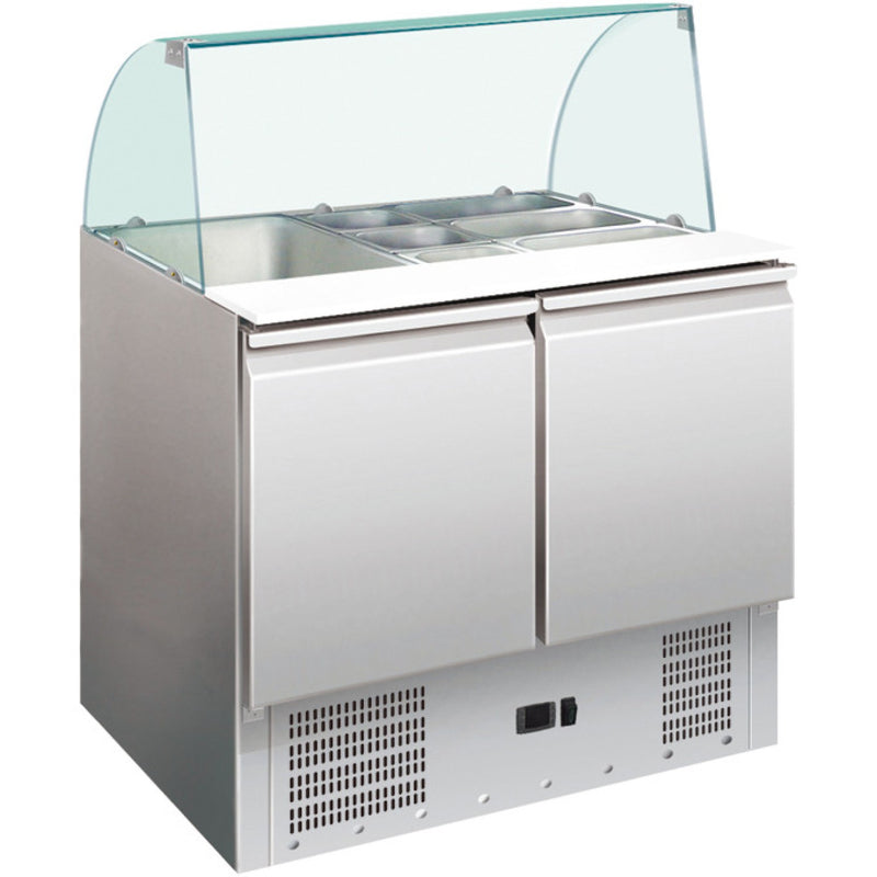 Saladette Glass top 900x700x1350mm 2 doors - THS900CG