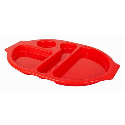 Olympia Kristallon PP Oval Compartment Food Tray Red 375mm (10 pack) - U037