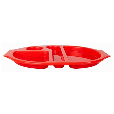 Olympia Kristallon PP Oval Compartment Food Tray Red 375mm (10 pack) - U037