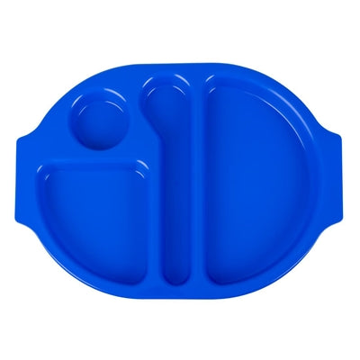 Olympia Kristallon PP Oval Compartment Food Tray Blue 375mm (10 pack) - U038
