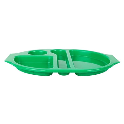 Olympia Kristallon PP Oval Compartment Food Tray Green 375mm (10 pack) - U040