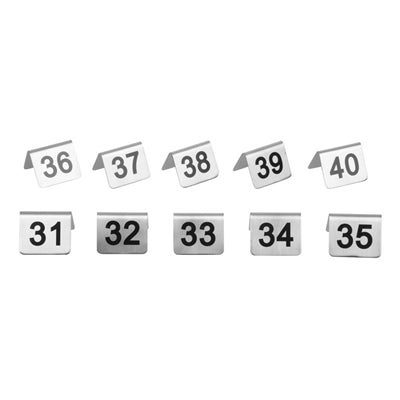 Olympia Brushed Steel Table Numbers 31-40 - U049