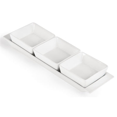 Olympia Whiteware Snack Dishes with Plates 3 Section (2 Pack) - U816