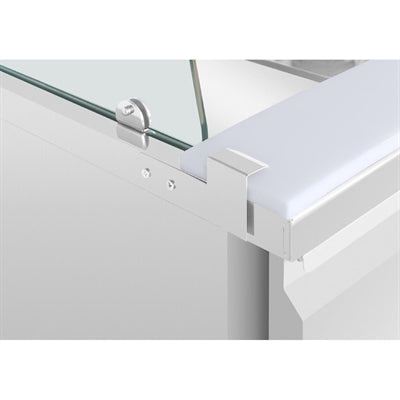 Polar U-Series GN Saladette Counter with Square Sneeze Guard 3 Door - UA018