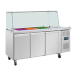 Polar U-Series GN Saladette Counter with Square Sneeze Guard 3 Door - UA018