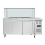 Polar U-Series GN Saladette Counter with Square Sneeze Guard 3 Door - UA018