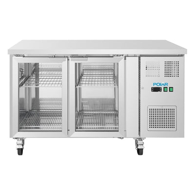 Polar U-Series Two Door Counter Fridge with Glass Doors - UA068